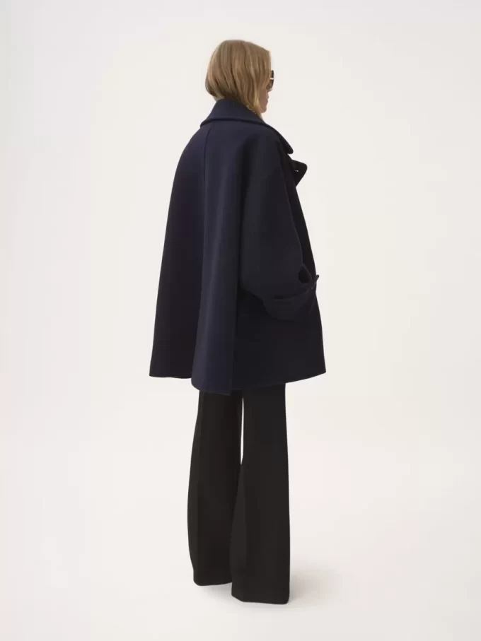 Oversized double-breasted coat in wool