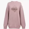 Oversized logo sweater in chiné fleece