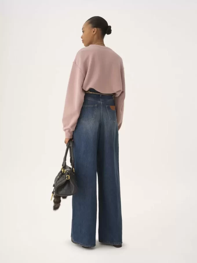 Oversized logo sweater in chiné fleece