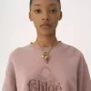 Oversized logo sweater in chiné fleece