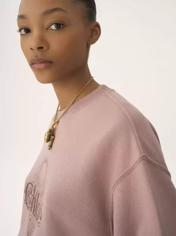 Oversized logo sweater in chiné fleece