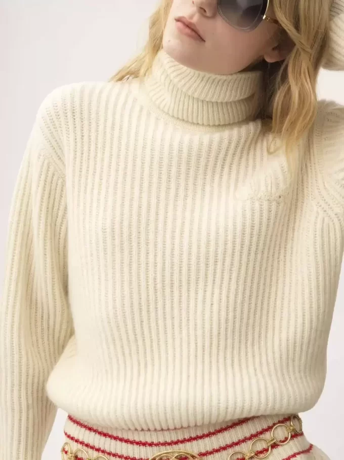 Oversized logo turtleneck sweater in a wool & mohair knit