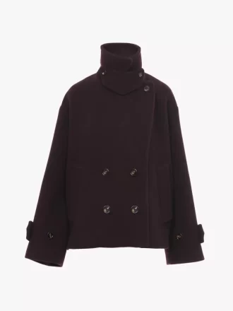 Oversized short coat in wool