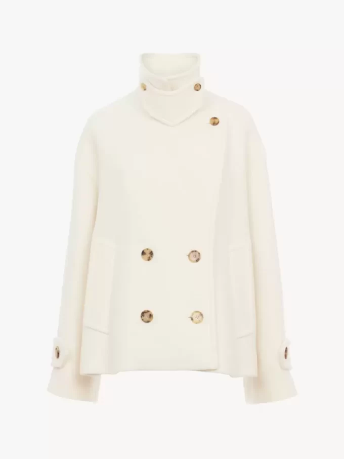 Oversized short coat in wool