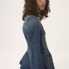 Peplum riding jacket in denim