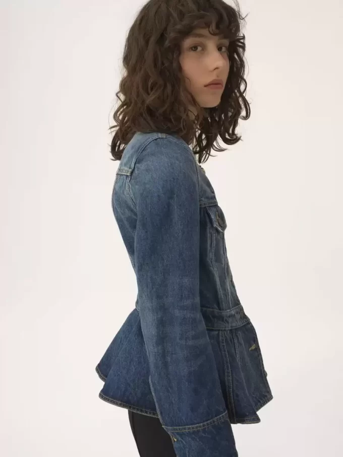 Peplum riding jacket in denim