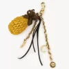 Pineapple bag charm in raffia, metal & leather