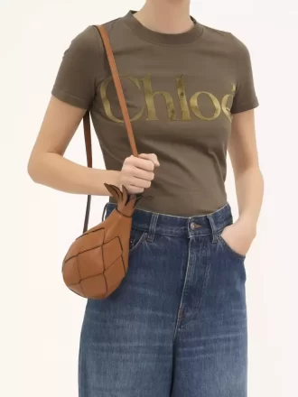 Pineapple shoulder bag in grained leather