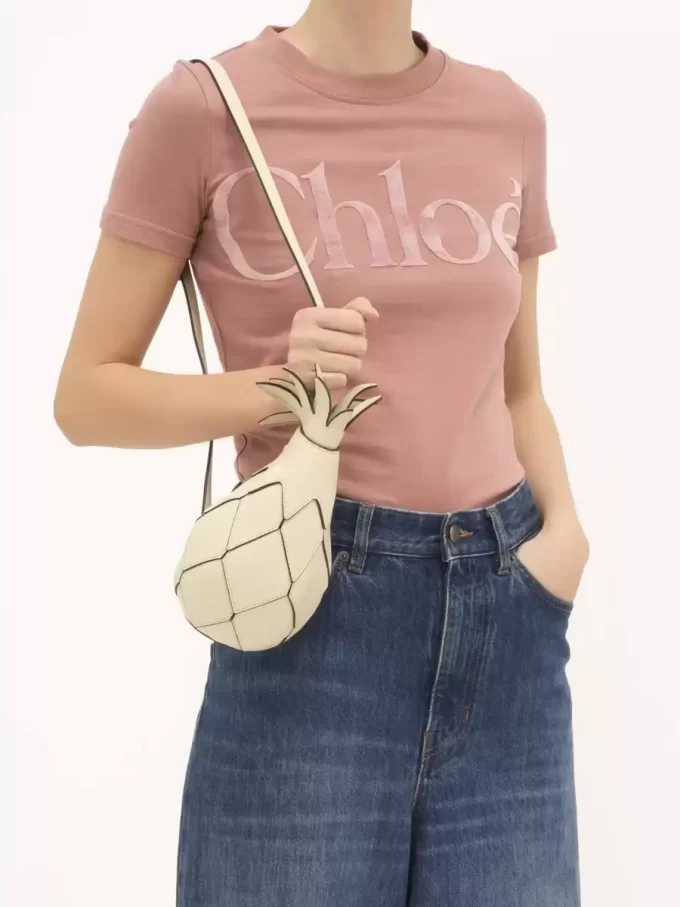 Pineapple shoulder bag in grained leather