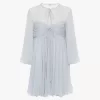 Pleated mini dress in silk mousseline