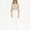 Puff-sleeve blouse in silk mousseline