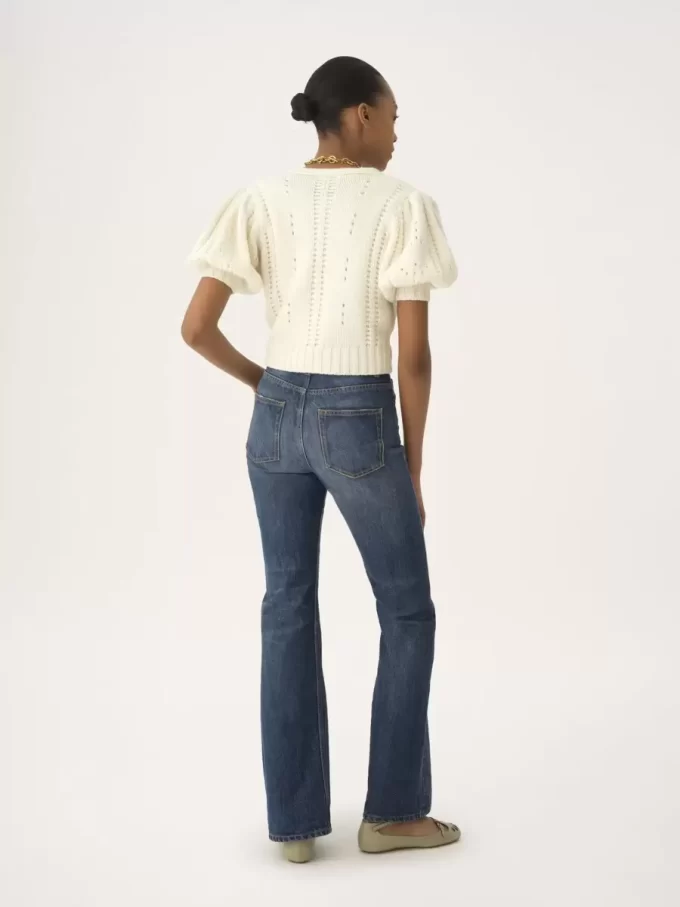 Puff-sleeve cardigan in a wool & cashmere knit