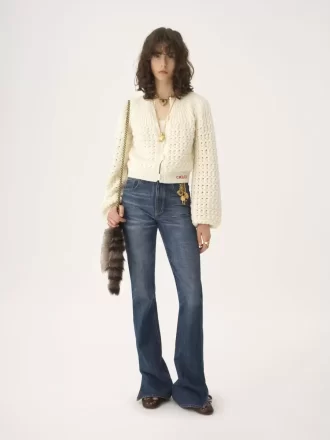 Round-neck cardigan in a wool & cashmere knit