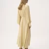 Ruched long dress in silk jacquard
