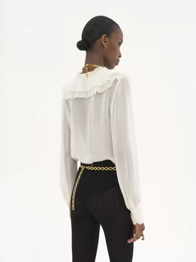 Ruffled blouse in silk georgette