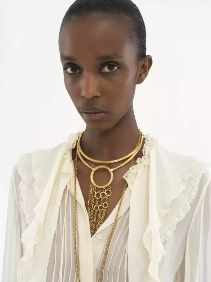 Ruffled blouse in silk georgette