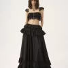 Tiered maxi skirt in washed silk taffeta