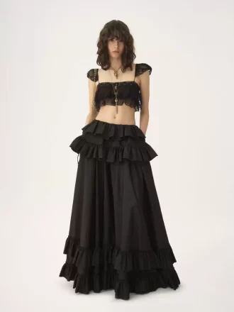 Tiered maxi skirt in washed silk taffeta