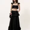 Tiered maxi skirt in washed silk taffeta