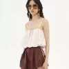 Ruffled camisole top in silk habotai