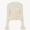 Ruffled logo cardigan in a silk, alpaca & cotton knit