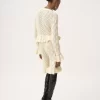 Ruffled logo cardigan in a silk, alpaca & cotton knit