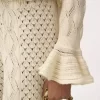 Ruffled logo cardigan in a silk, alpaca & cotton knit