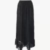 Ruffled midi skirt in floral lace jacquard