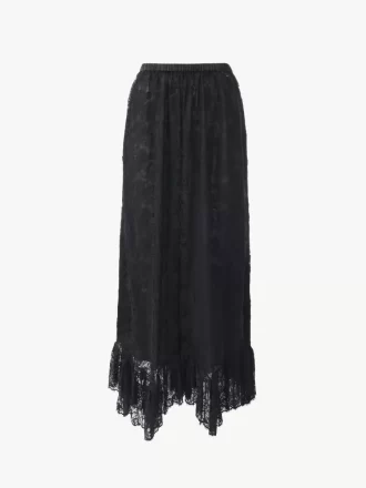 Ruffled midi skirt in floral lace jacquard