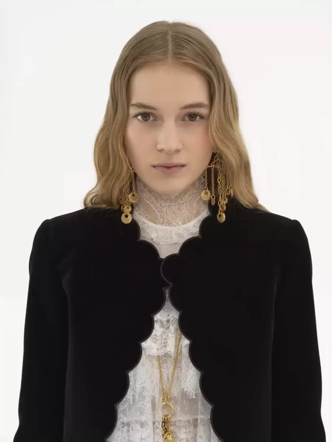 Scalloped Spencer jacket in velvet