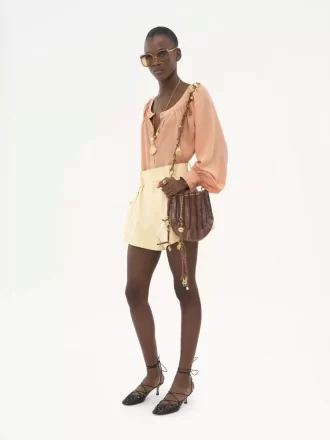 Scoop-neck blouse in crêpe de chine