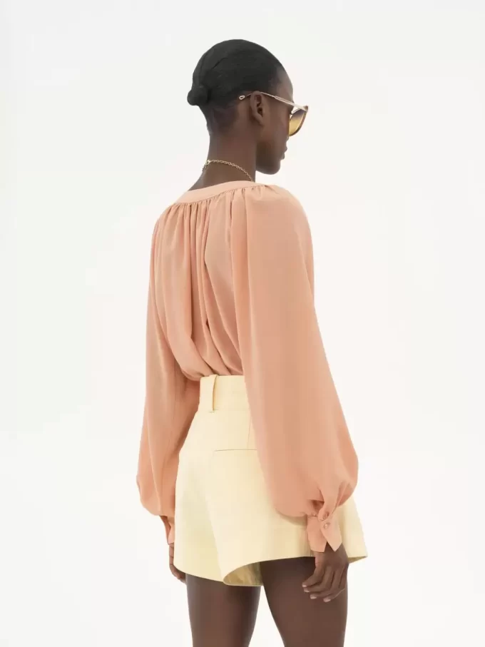 Scoop-neck blouse in crêpe de chine