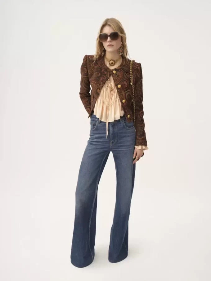 Scoop-neck cropped top in silk georgette & lace