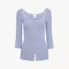 Scoop-neck fitted cardigan in cotton