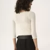 Scoop-neck fitted cardigan in cotton