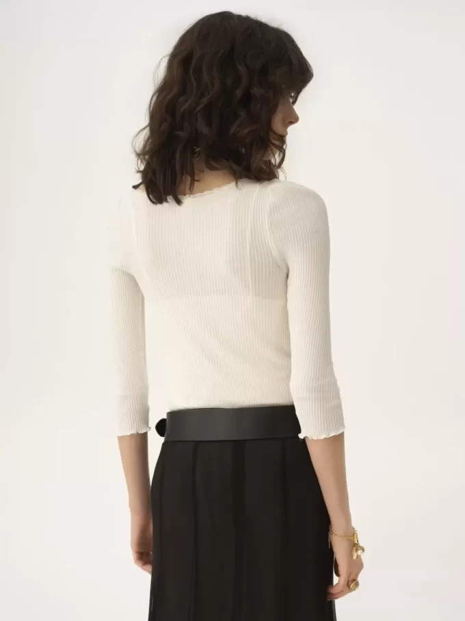 Scoop-neck fitted cardigan in cotton