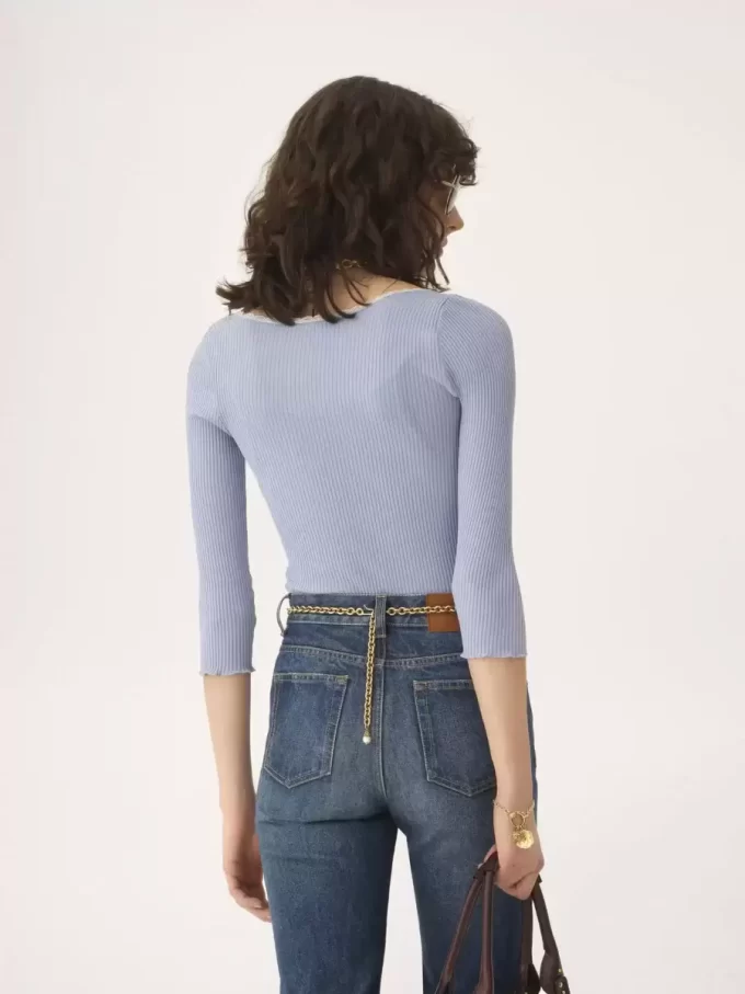 Scoop-neck fitted cardigan in cotton