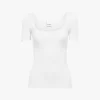 Scoop-neck fitted T-shirt in cotton