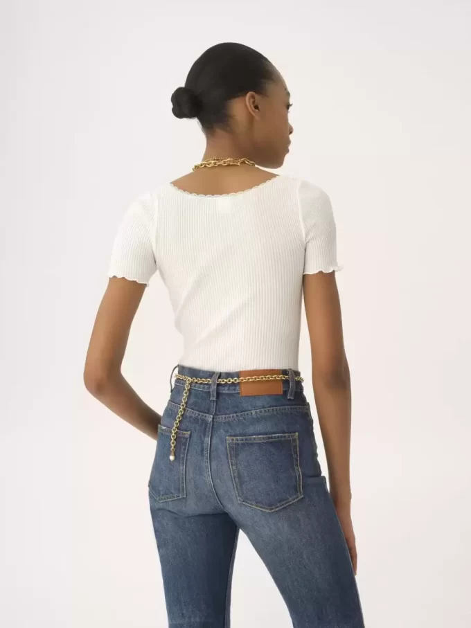 Scoop-neck fitted T-shirt in cotton