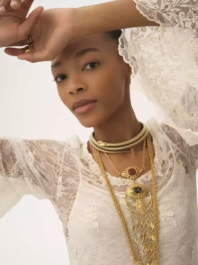 Scoop-neck mini dress in embroidered lace