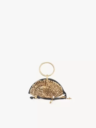 Sea Treasures Shell zipped clutch in soft leather & metal
