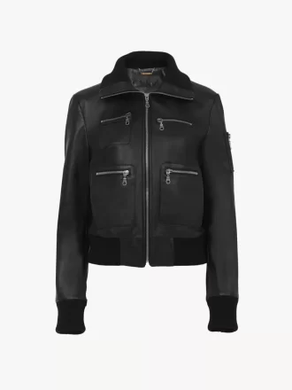 Short blouson in leather