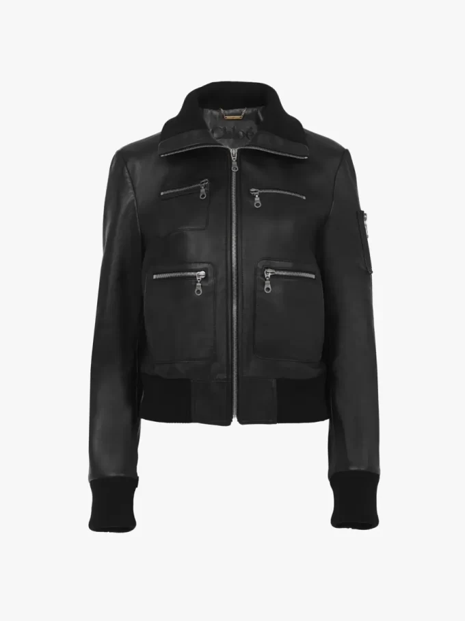 Short blouson in leather