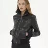 Short blouson in leather
