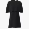 Short cape dress in viscose crêpe