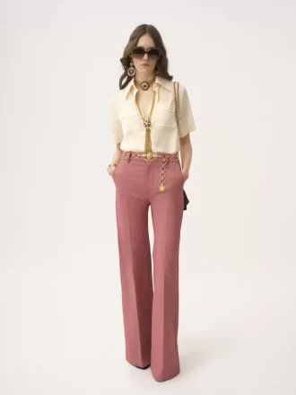 Short-sleeve blouse in crêpe de chine