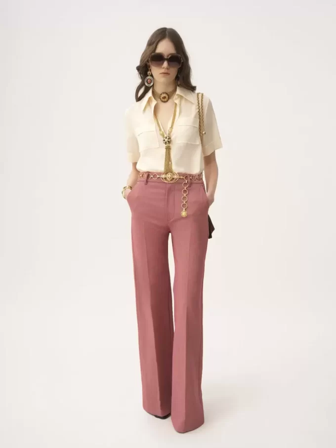 Short-sleeve blouse in crêpe de chine