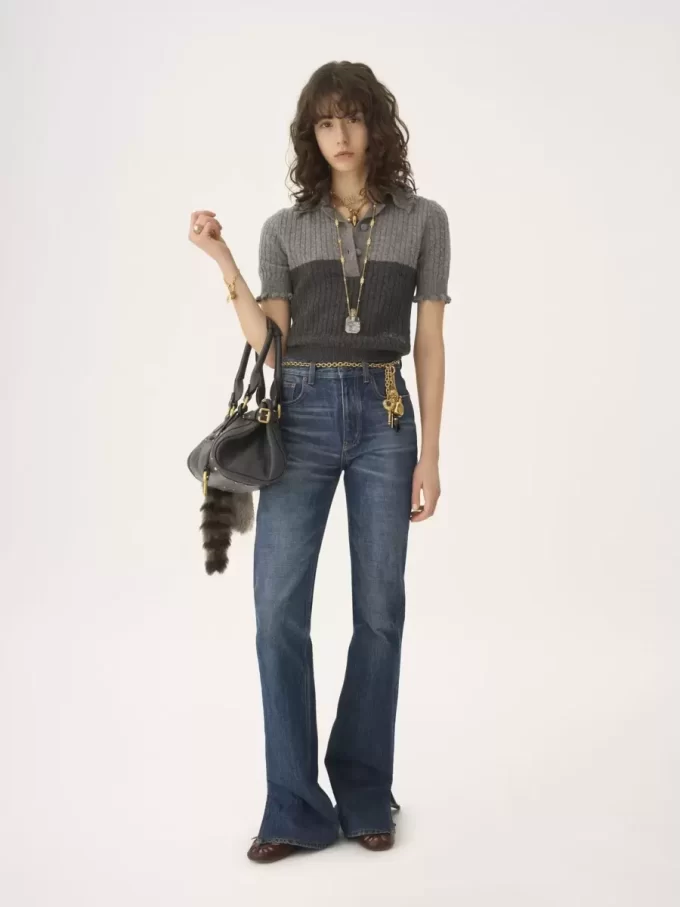 Short-sleeve polo sweater in a wool & cashmere knit Short-sleeve polo sweater in a wool & cashmere knit