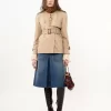 Short trench coat in cotton gabardine