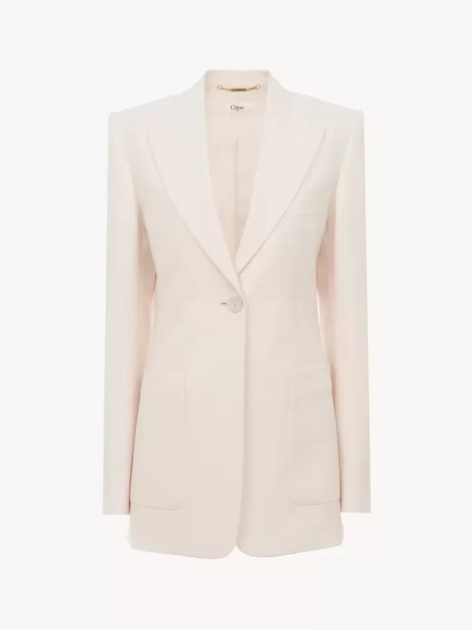 Single-breasted tailored jacket in wool gabardine